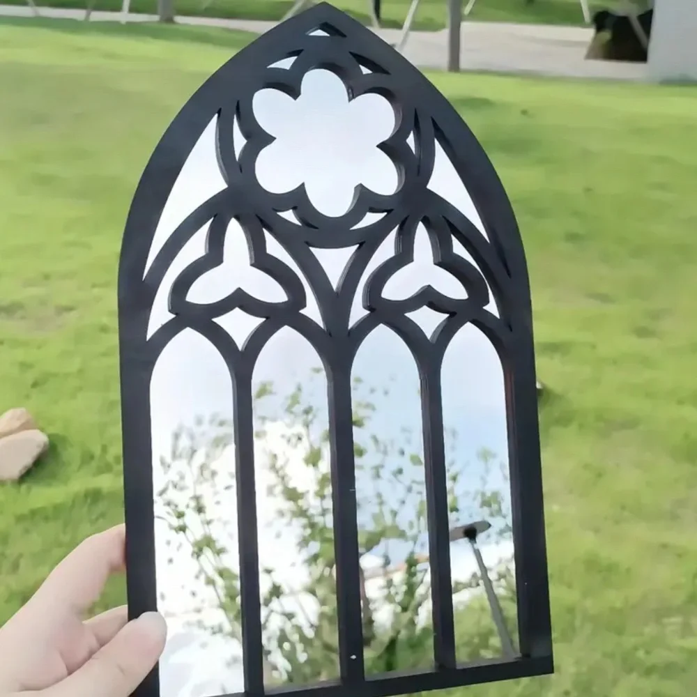 NEW! Set of 3 Gothic Cathedral Wall Mounted Wooden Mirrors!